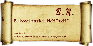 Bukovinszki Máté névjegykártya